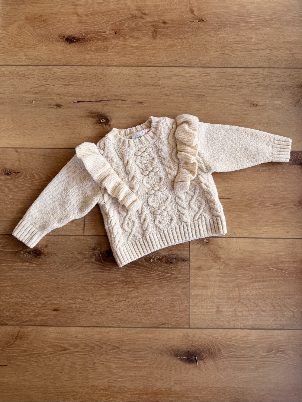 Zara Baby/toddler Cream Cable Knit Ruffle Sweater
